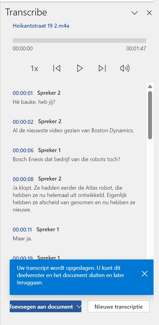 Transcriptie bewerken en aanpassen